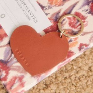 NWT Sezane leather heart keychain